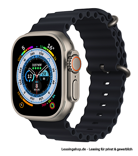 Apple Watch Ultra leasen, neues Design im Titangehäuse 49mm, Ocen Armband Mitternacht